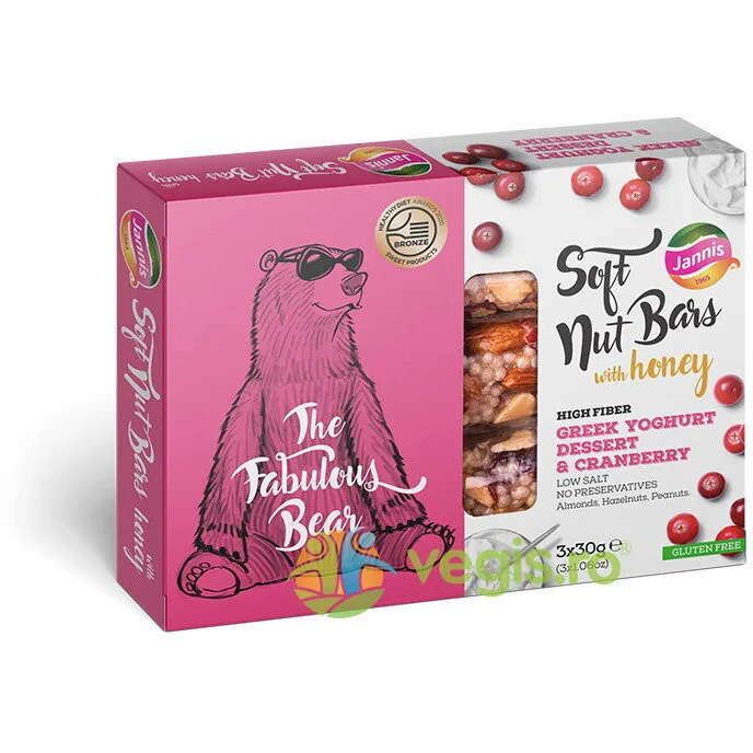 Batoane cu Nuci, Miere, Iaurt Grecesc si Merisoare fara Gluten 3x30g JANNIS — preț și oferte