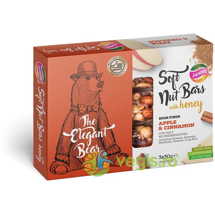 Batoane cu Nuci, Miere, Mar si Scortisoara fara Gluten 3x30g JANNIS — preț și oferte