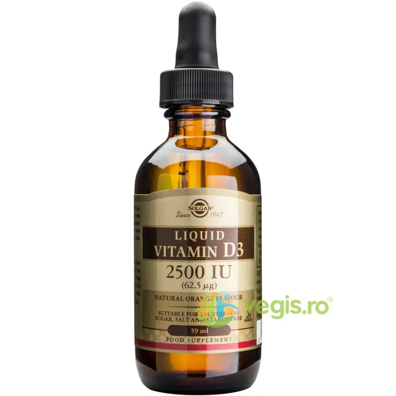 Vitamina D3 2500 UI (62,5 mcg) Lichid 59ml SOLGAR — preț și oferte