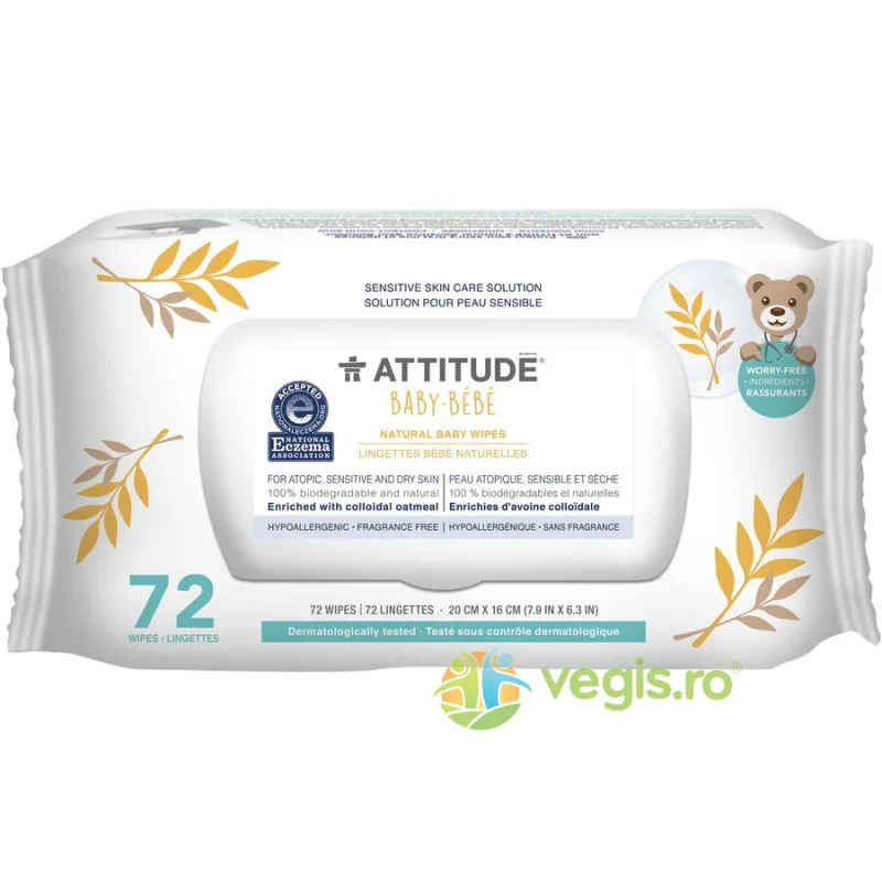 Servetele Umede pentru Bebelusi Sensitive Skin Natural 72buc ATTITUDE — preț și oferte