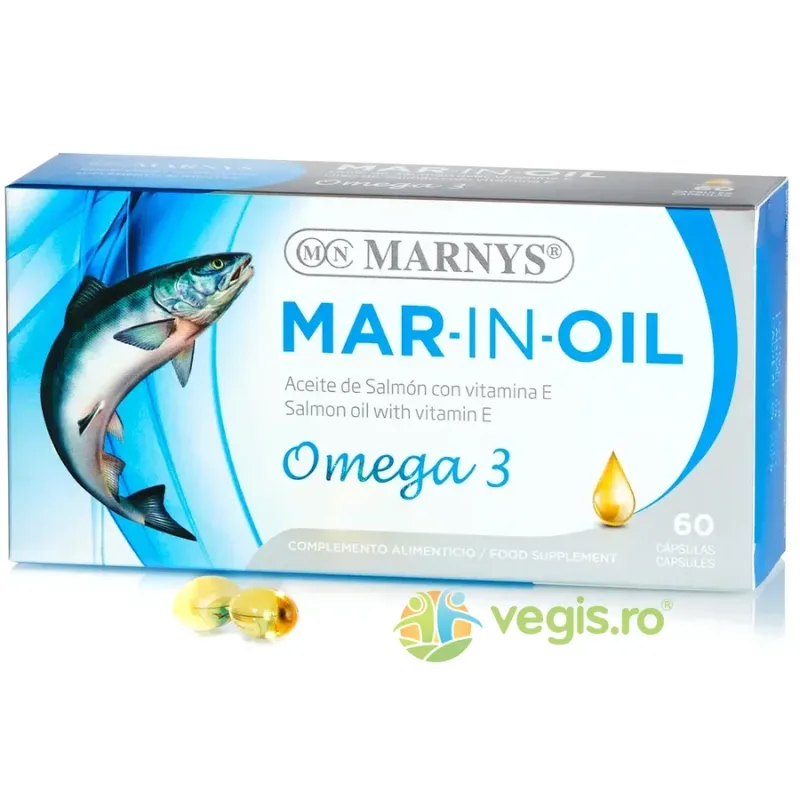 Ulei de Somon MAR-IN-OIL cu Omega 3 + Vitamina E 60cps moi MARNYS — preț și oferte