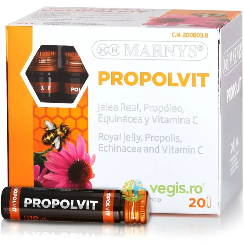 Propolvit + Laptisor de Matca, Propolis, Echinaceea si Vitamina C pentru Imunitate si Energie 20 fiole MARNYS — preț și oferte