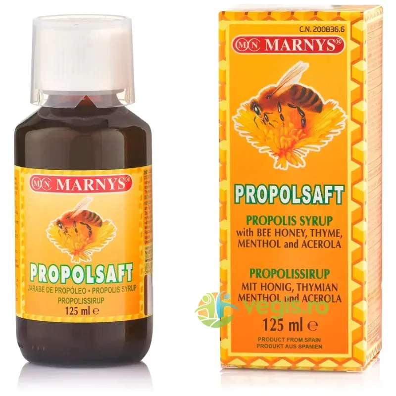 Propolsaft - Sirop de Propolis, Miere de Albine, Acerola,  Cimbru si Mentol 125ml MARNYS — preț și oferte