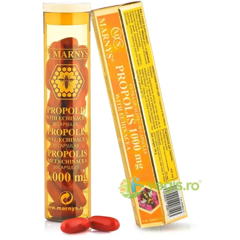 Propolis 1000mg + Echinacea pentru Imunitate si Scurtarea Perioadelor de Gripa si Raceala 30cps MARNYS — preț și oferte