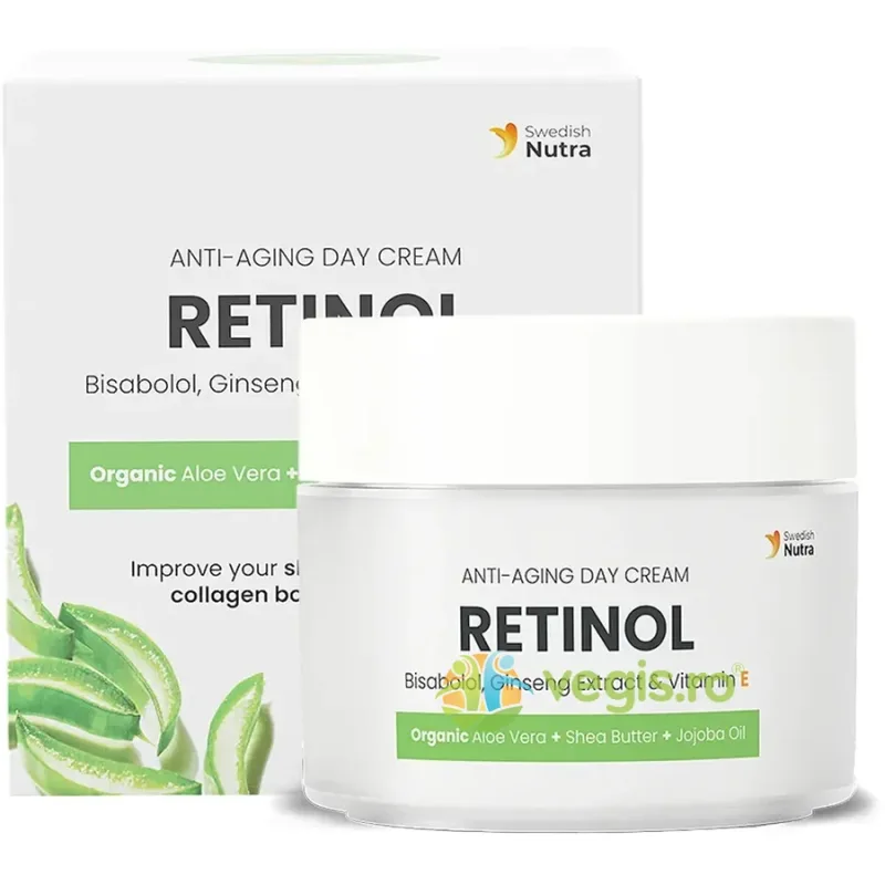 Crema de Zi cu Retinol, Acid Hialuronic, Colagen Vegan, Vitamina E, Bisabolol, Unt de Shea, Ulei de Jojoba, Ginseng, Aloe Vera 50ml — preț și oferte