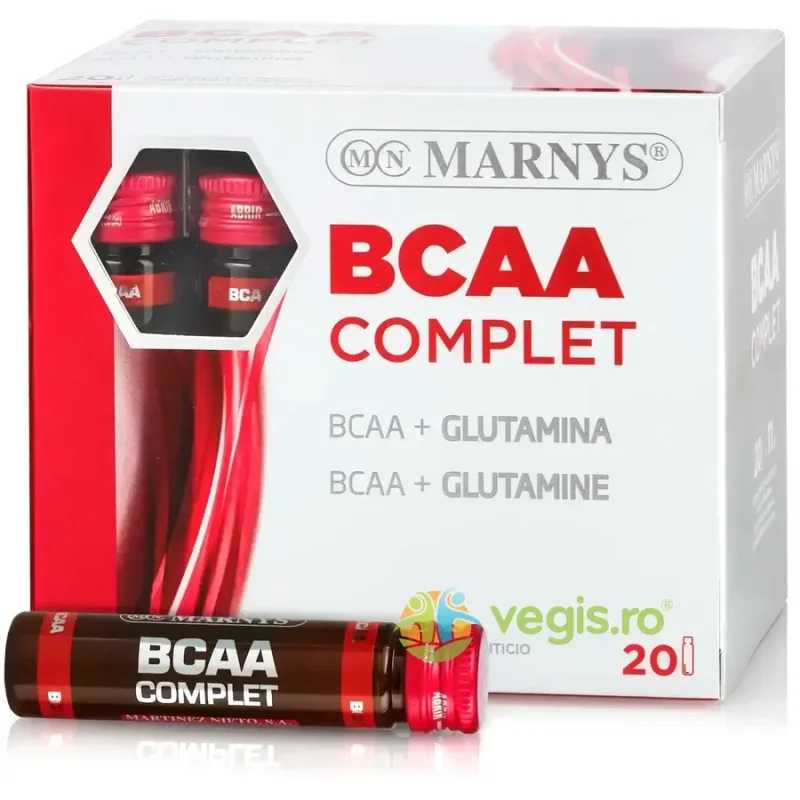 BCAA Complet - Aminoacizi pentru Masa Musculara (L-Leucina, L-Izoleucina, L-Valina, L-Glutamina) 20 fiole MARNYS&nbsp;SPORT — preț și oferte