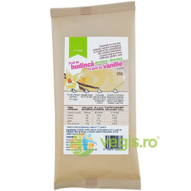 Budinca de Vanilie Low Carb cu Faina de Konjac fara Gluten 35g NOCARB — preț și oferte