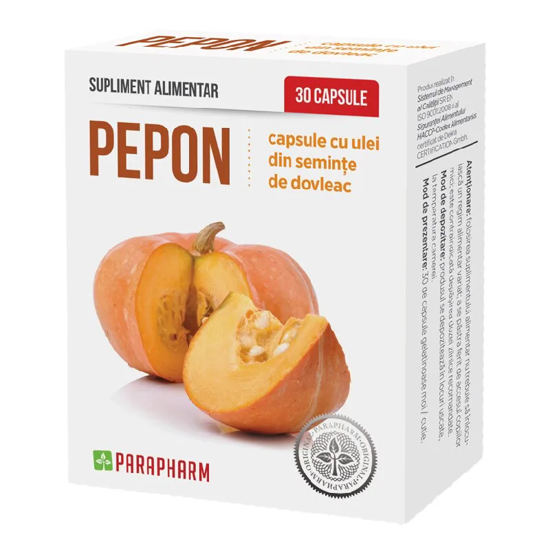 Pepon cu ulei de Dovleac, 30 capsule, Parapharm — preț și oferte