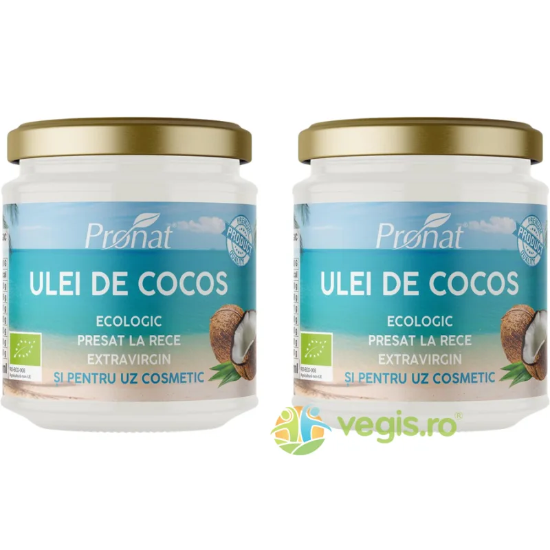Pachet Ulei de Cocos Extravirgin Presat la Rece Ecologic/Bio 200ml+200ml PRONAT — preț și oferte