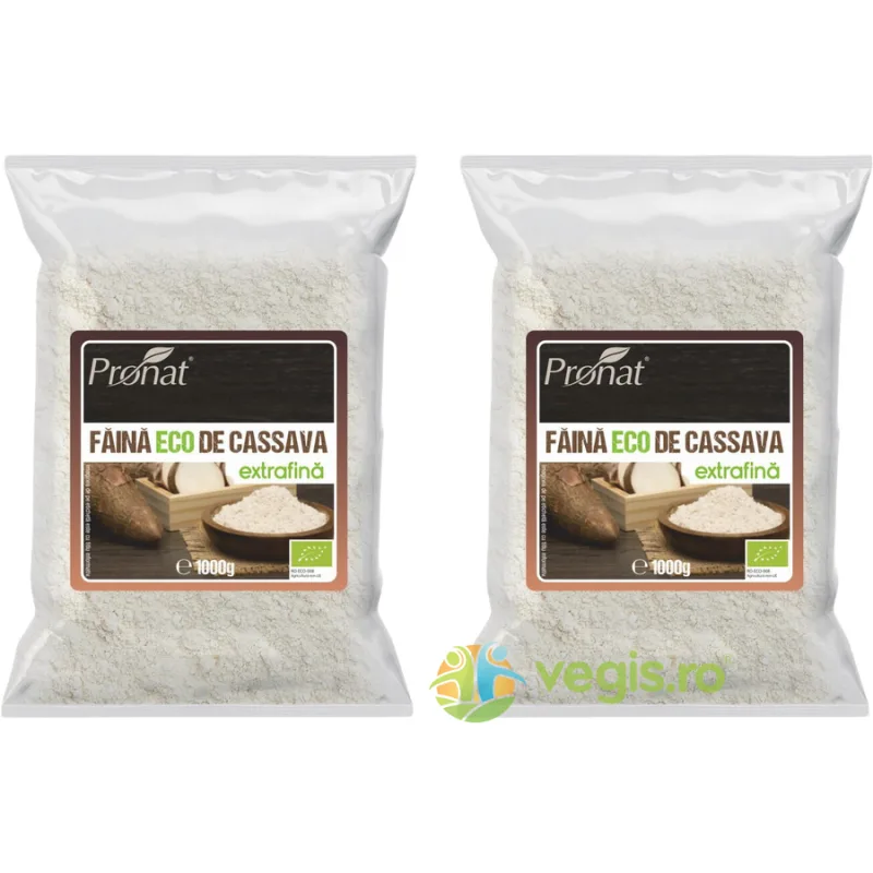 Pachet Faina de Cassava (Tapioca/Manioc) Extra Fina Ecologica/Bio 1kg+1kg PRONAT — preț și oferte