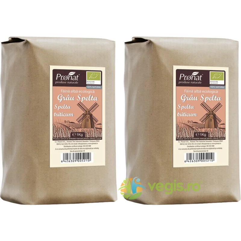 Pachet Faina Alba de Grau Spelta Ecologica/Bio 1kg+1kg PRONAT — preț și oferte