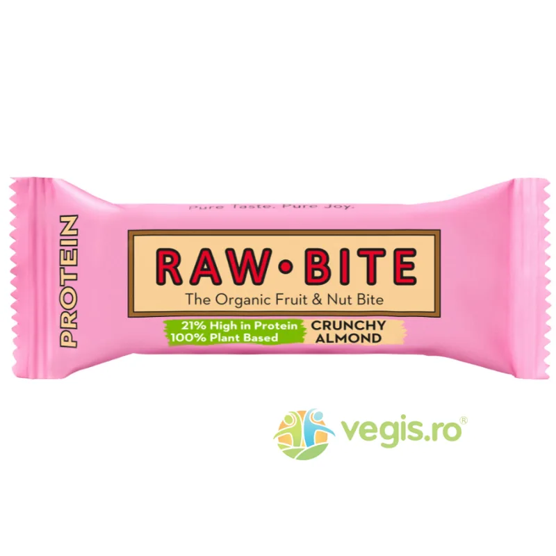 Baton Proteic cu Migdale Crocante fara Gluten si fara Zahar Ecologic/Bio 45g RAW BITE — preț și oferte