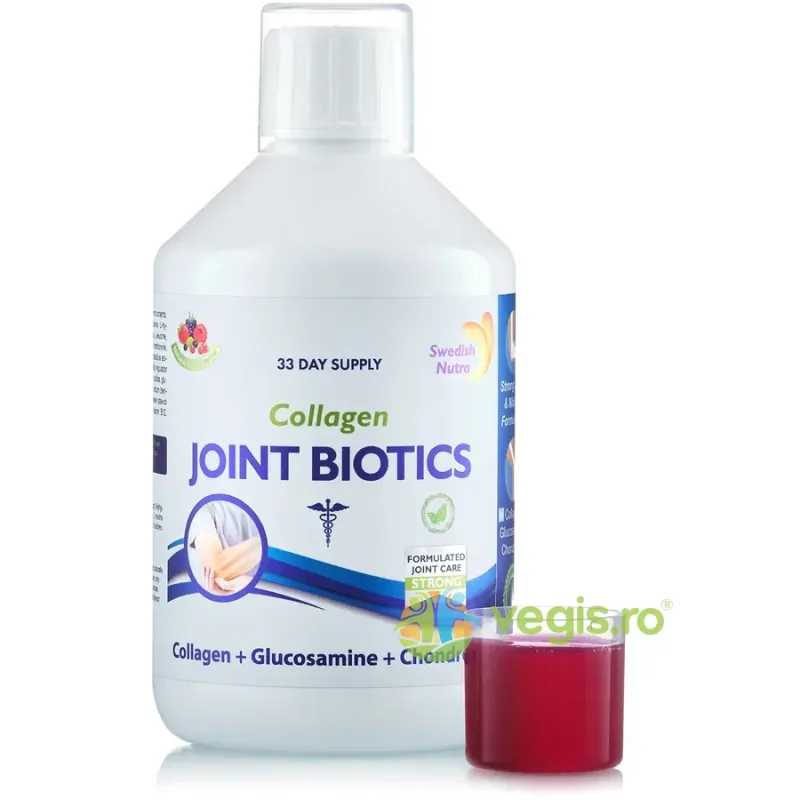 Joint Biotics - Colagen Lichid Hidrolizat de Tip 1, 2 si 3 - 5700 mg + Glucozamina, Condroitina, MSM, Turmeric, Probiotice, Glutamina Vegana, Vitaminele C, B1 si D3 500ml SWEDISH NUTRA — preț și oferte