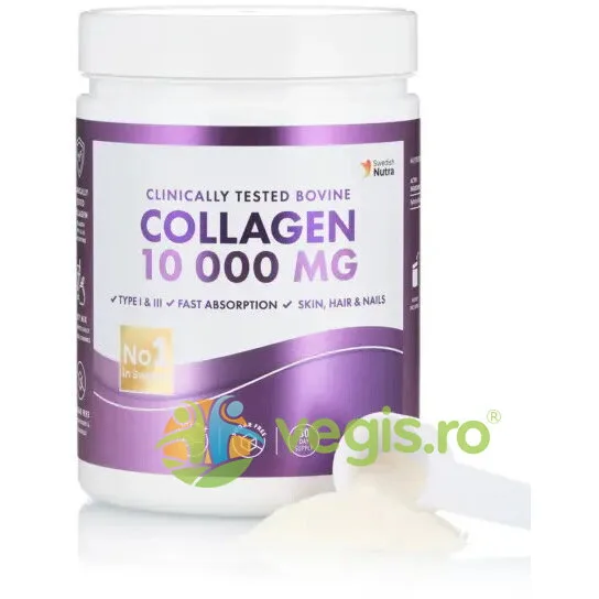 Colagen Hidrolizat Pulbere Tip 1 si 3 - 10.000mg 300g SWEDISH NUTRA — preț și oferte