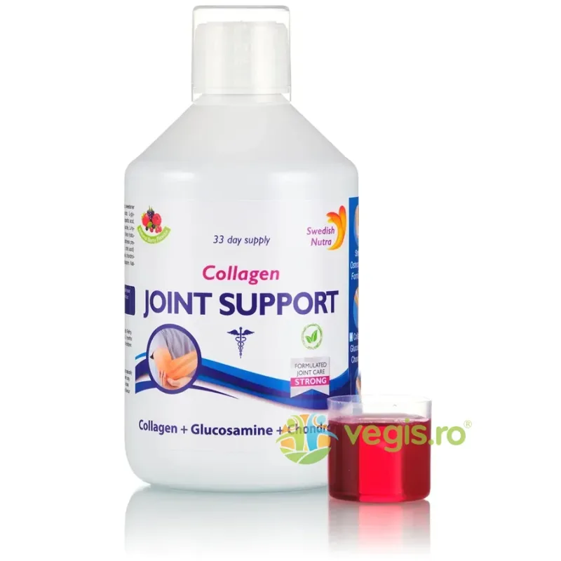 Joint Support - Colagen 5000mg Lichid Hidrolizat Tip 1, 2 si 3 + Glucozamina, Condroitina, MSM, Turmeric, Ceai Verde,  Vitamina C, B12, D3 500ml SWEDISH NUTRA — preț și oferte