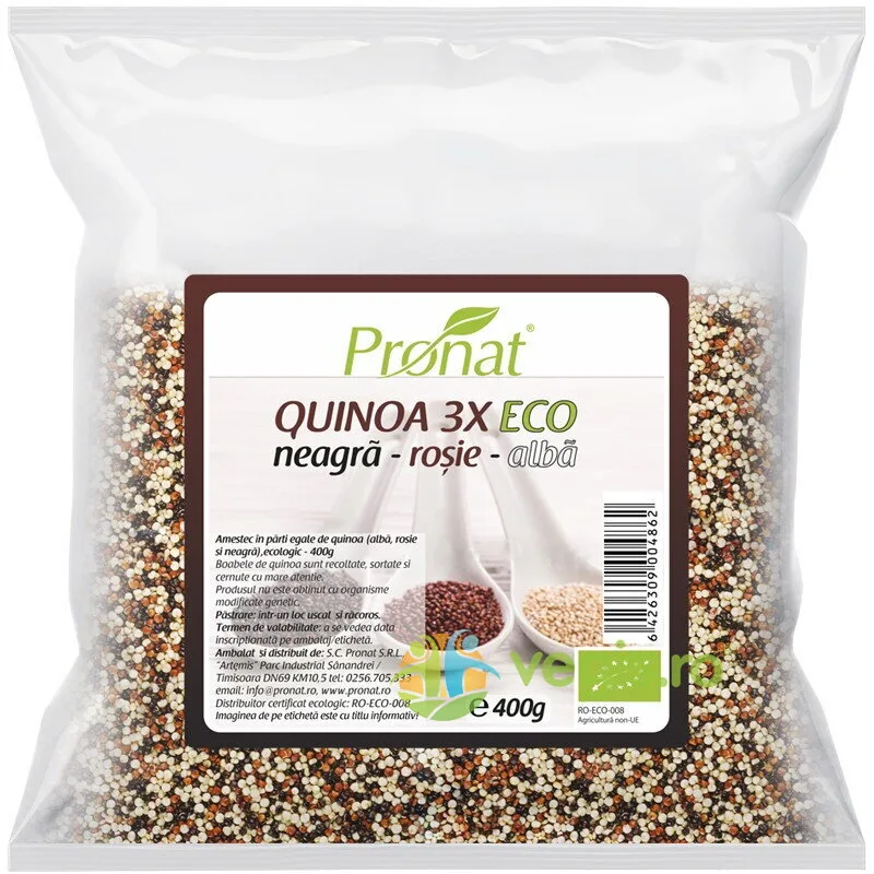 Quinoa Amestec (Neagra, Rosie si Alba) Ecologica/Bio 400g PRONAT — preț și oferte