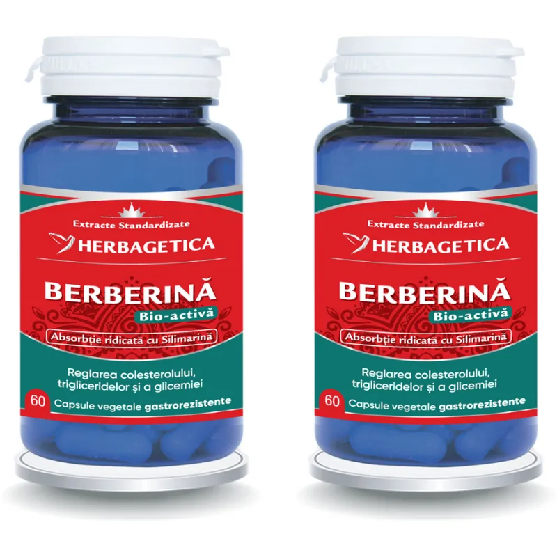 Pachet Berberina Bio-Activa 60cps+60cps HERBAGETICA — preț și oferte