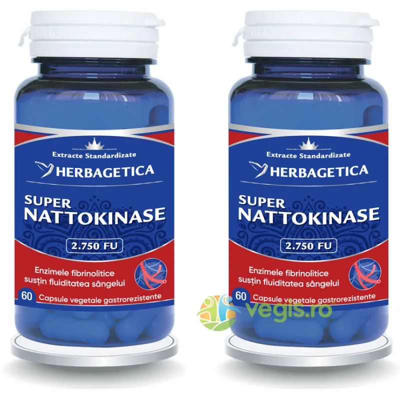 Pachet Super Nattokinase 2.750 FU 60cps+60cps HERBAGETICA — preț și oferte