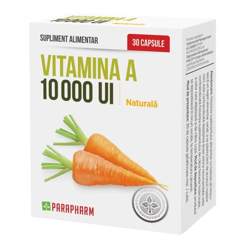 Vitamina A 10000 UI, 30 capsule, Parapharm — preț și oferte