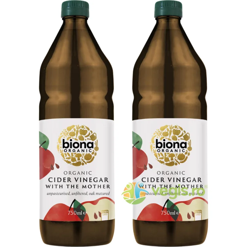 Pachet Otet din Cidru de Mere Nefiltrat Ecologic/Bio 750ml+750ml BIONA — preț și oferte