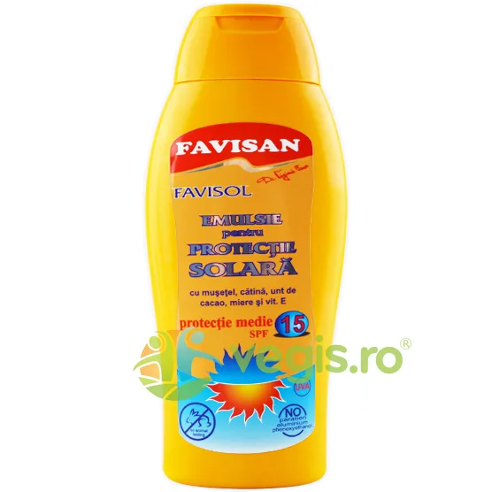 Emulsie pentru Protectie Solara SPF15 cu Unt de Cacao Favisol 250ml Favisan — preț și oferte