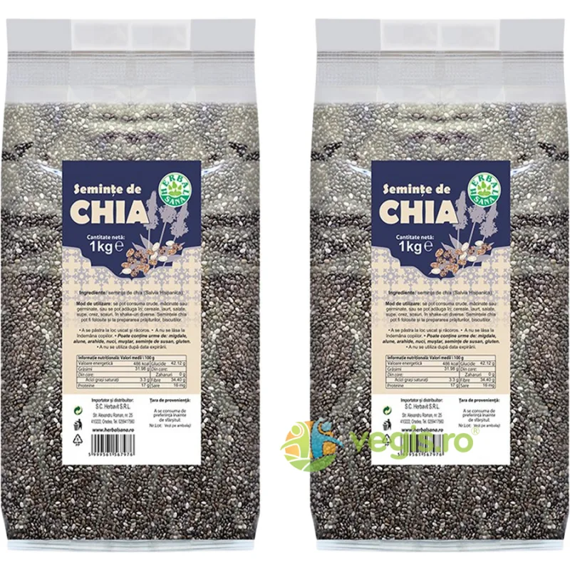 Pachet Seminte de Chia 500g+500g Herbavit — preț și oferte