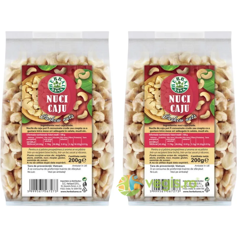 Pachet Nuci Caju 200g+200g Herbavit — preț și oferte