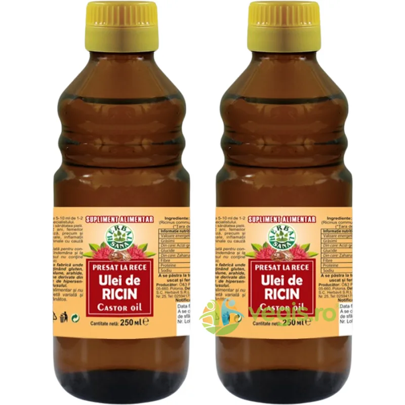 Pachet Ulei de Ricin Presat la Rece 250ml+250ml Herbavit — preț și oferte