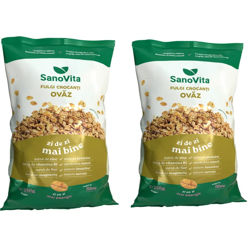 Pachet Fulgi de Ovaz Crocanti 250g+250g SANOVITA — preț și oferte