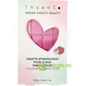 Tableta Efervescenta pentru Baie in Forma de Ciocolata cu Parfum de Capsuni 200g