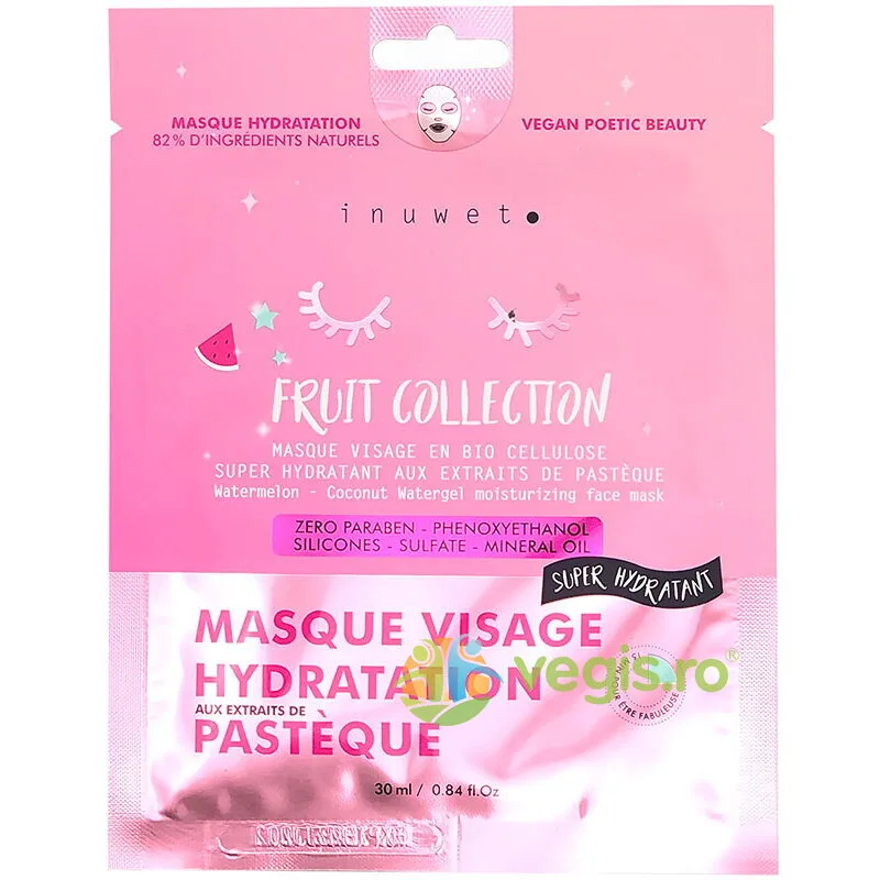 Masca de Hidratanta din Bioceluloza cu Extract de Pepene Verde Fruit Collection 30ml INUWET — preț și oferte