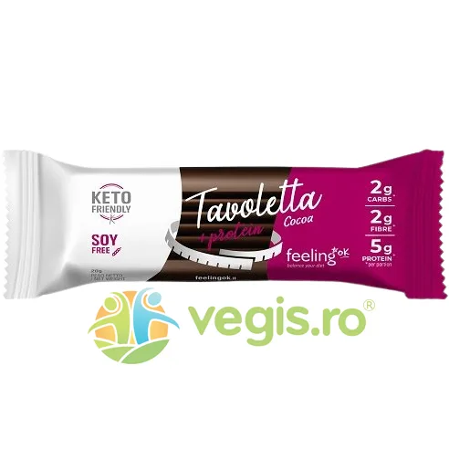 Baton Proteic de Ciocolata Low-Carb, fara Zahar Adaugat 20g FEELINGOK — preț și oferte