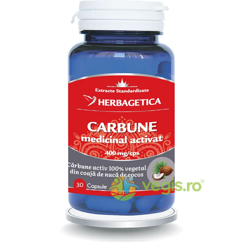 Carbune Medicinal Activat 400mg 30cps HERBAGETICA — preț și oferte