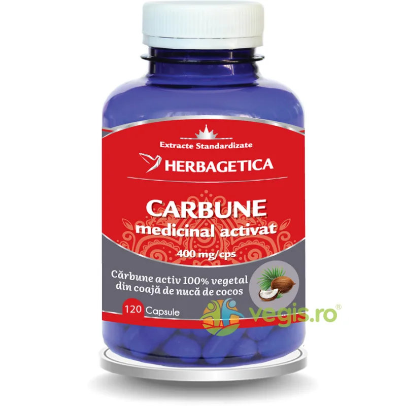 Carbune Medicinal Activat 400mg 120cps HERBAGETICA — preț și oferte