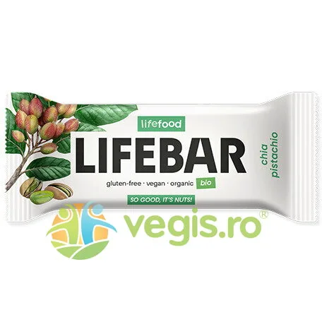 Baton Raw cu Chia si Fistic Ecologic/Bio 40g LIFEBAR — preț și oferte