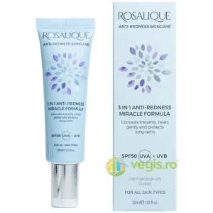 Crema/Fond de Ten 3in1 Anti-Roseata si Cuperoza SPF50 pentru Toate Tipurile de Ten 30ml