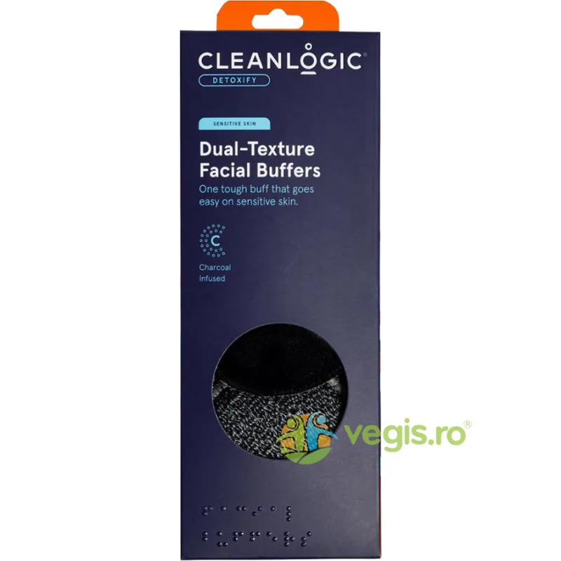 Bureti Reutilizabili pentru Curatarea Tenului Sensibil, cu Doua Texturi, Infuzati cu Carbune Bath & Body 3buc CLEANLOGIC — preț și oferte