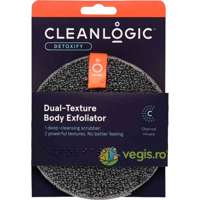 Burete Exfoliant pentru Piele Sensibila cu Doua Texturi Detoxify 1buc CLEANLOGIC — preț și oferte