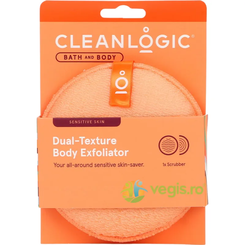 Burete Exfoliant pentru Piele Sensibila cu Doua Texturi Bath & Body 1buc CLEANLOGIC — preț și oferte