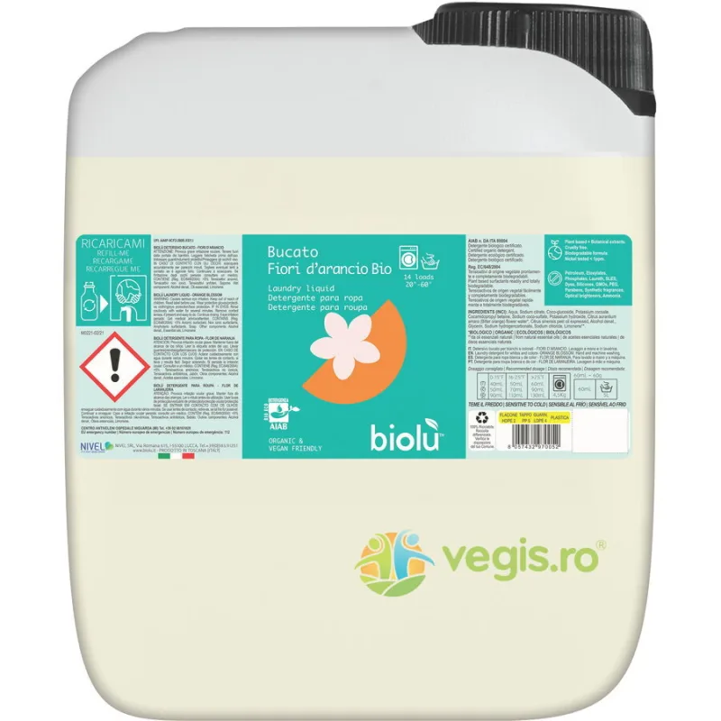 Detergent Lichid pentru Rufe Albe si Colorate cu Portocale Bio 5L BIOLU — preț și oferte