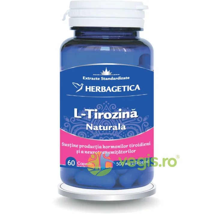 L-Tirozina Naturala 500mg 60cps HERBAGETICA — preț și oferte