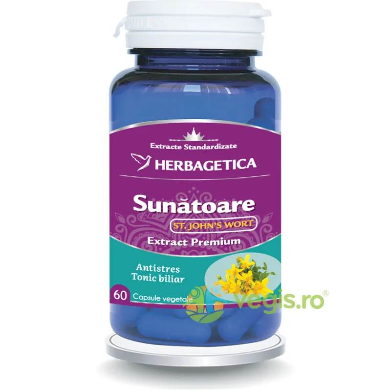 Sunatoare (St. John Wort) 60cps vegetale HERBAGETICA — preț și oferte