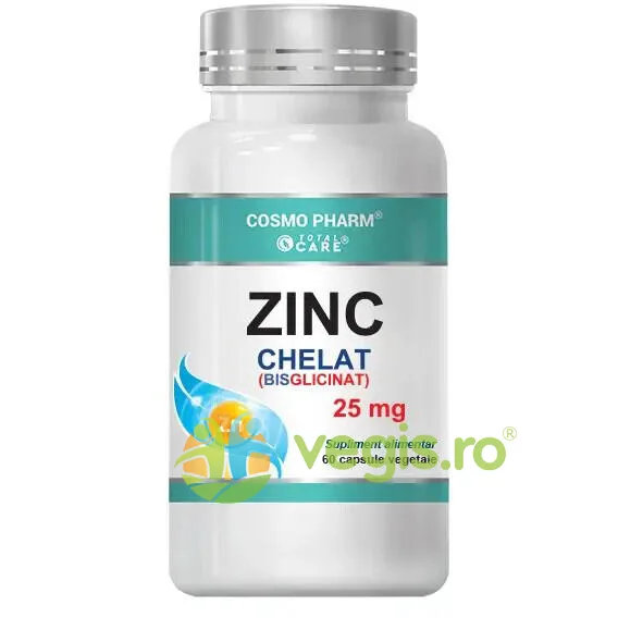 Zinc Chelat (Bisglicinat) 25mg 60cps vegetale COSMO PHARM — preț și oferte