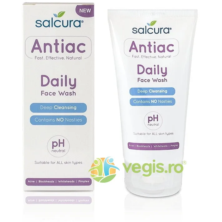 Antiac - Gel Curatare pentru Tenul cu Acnee, Puncte Albe sau Negre, Toate Tipurile de Ten 150ml SALCURA NATURAL SKIN THERAPY — preț și oferte