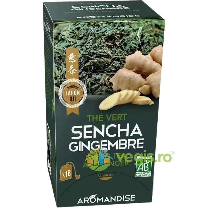 Ceai Verde Sencha cu Ghimbir Ecologic/Bio 18dz AROMANDISE — preț și oferte