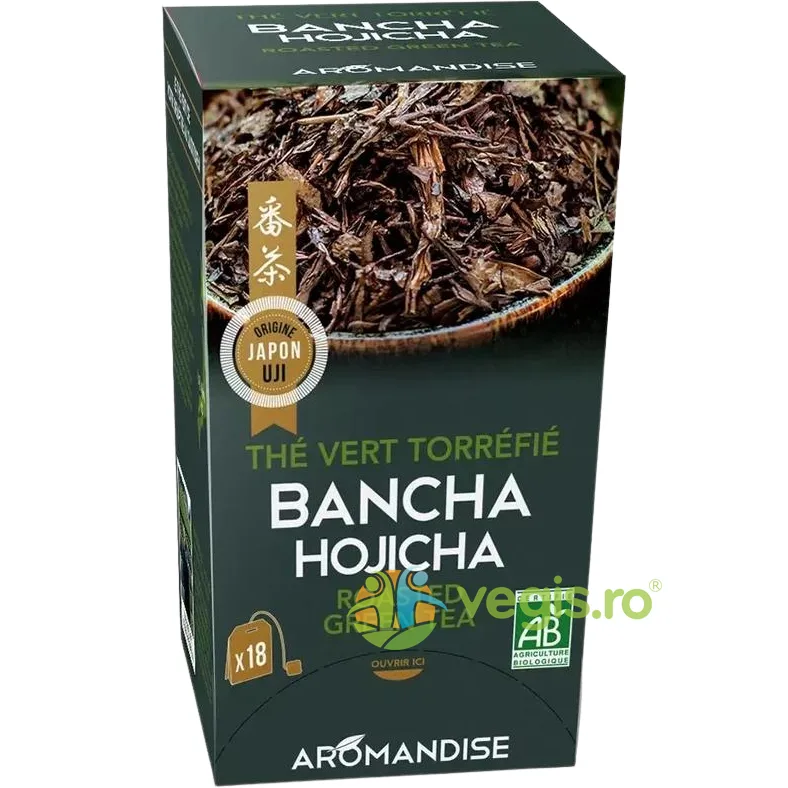 Ceai Verde Prajit Bancha Hojicha Ecologic/Bio 18dz AROMANDISE — preț și oferte