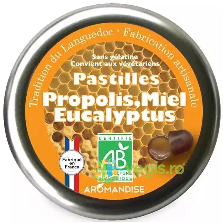 Bomboane Artizanale cu Propolis, Miere si Eucalipt Ecologice/Bio 45g AROMANDISE — preț și oferte