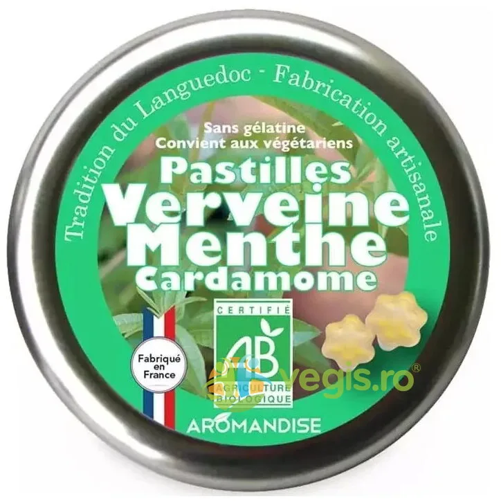 Bomboane Artizanale cu Verbina, Menta si Cardamom Ecologice/Bio 45g AROMANDISE — preț și oferte