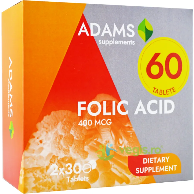Acid Folic 400mcg 60tb (30cps+30cps) ADAMS VISION — preț și oferte