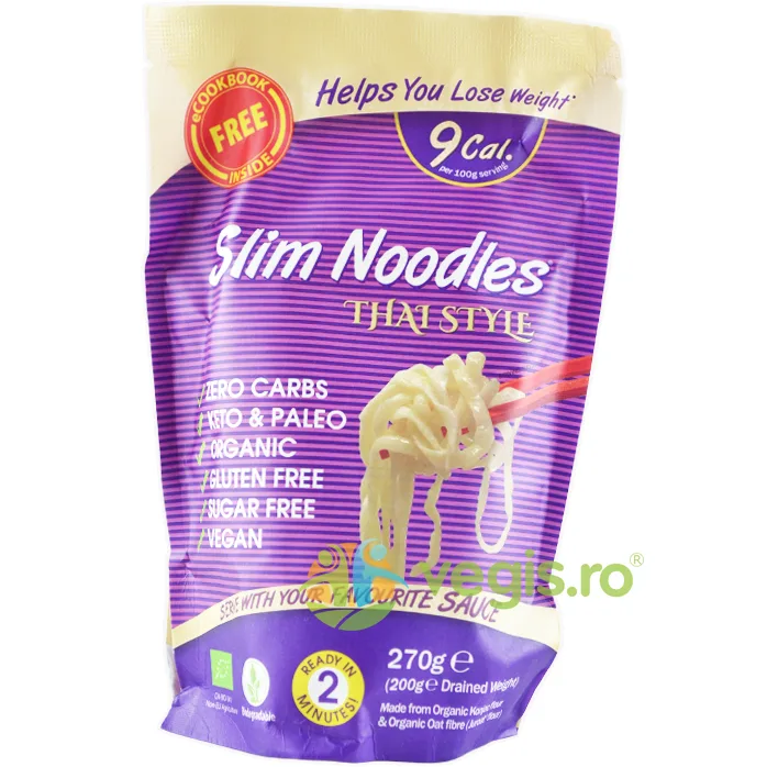 Taitei Thai din Faina de Konjac fara Gluten, Keto Ecologici/Bio 270g SLIM PASTA — preț și oferte